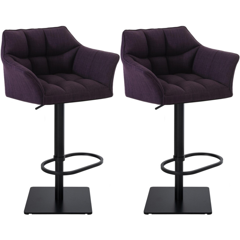 Ensemble de 2 tabourets de bar en tissu Damaso noir violet