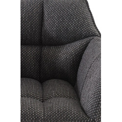 Ensemble de 2 tabourets de bar en tissu Damaso noir gris titane