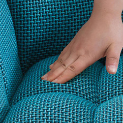 Ensemble de 2 tabourets de bar en tissu Damaso noir turquoise