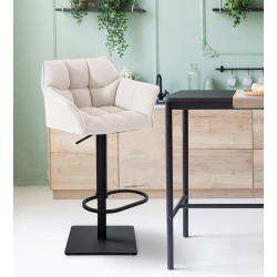 Set di 2 sgabelli da bar in tessuto Damaso nero bianco