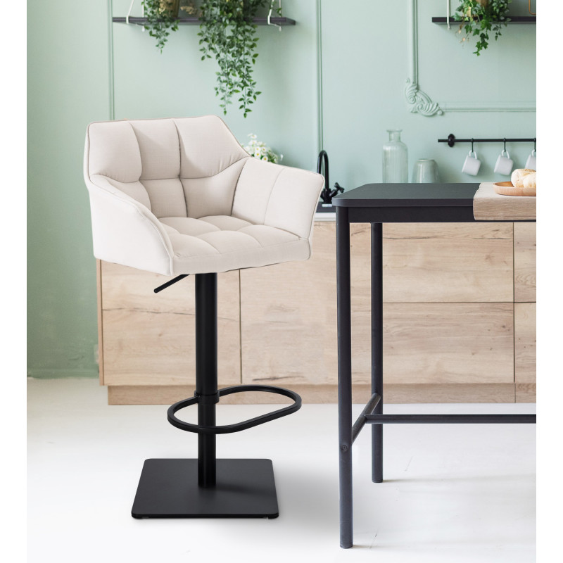 Ensemble de 2 tabourets de bar en tissu Damaso noir et blanc