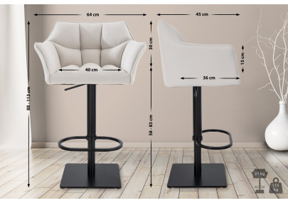 Set di 2 sgabelli da bar in tessuto Damaso nero bianco