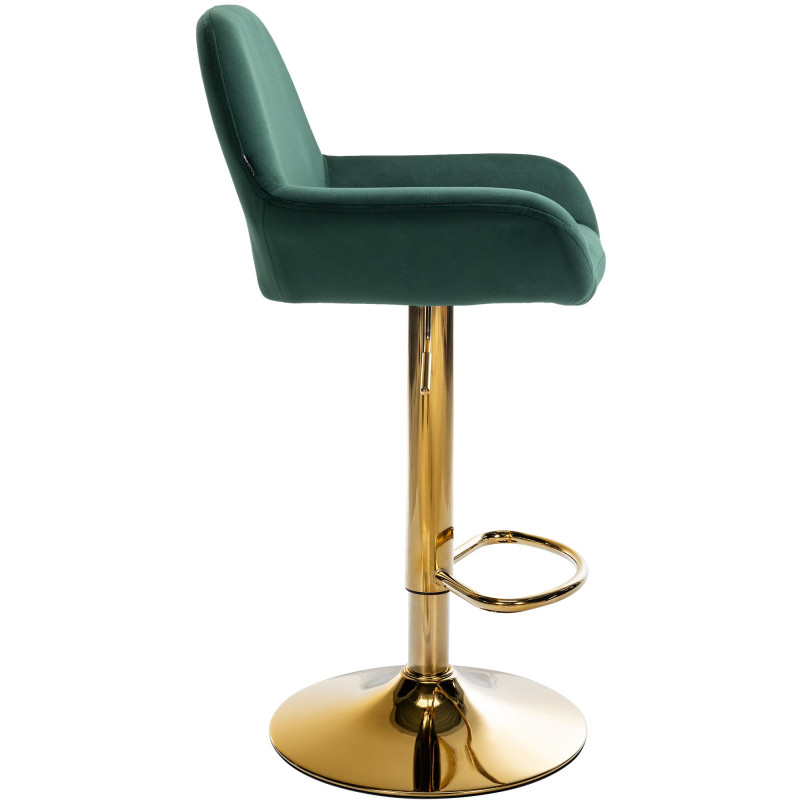 Ensemble de 2 tabourets de bar Braga en velours doré et vert foncé