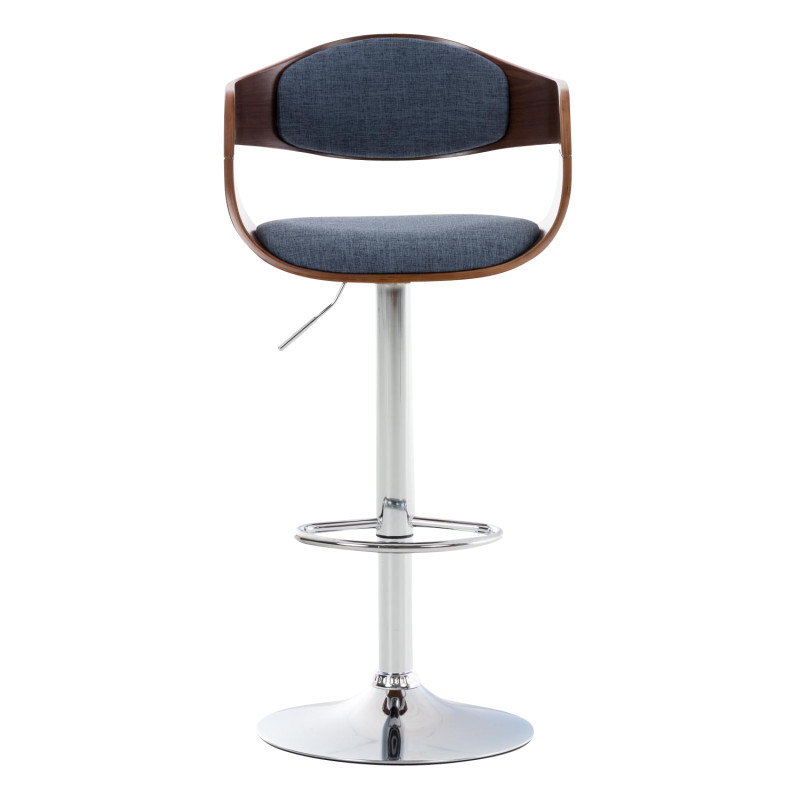 Ensemble de 2 tabourets de bar Kingston C, tissu noyer/bleu