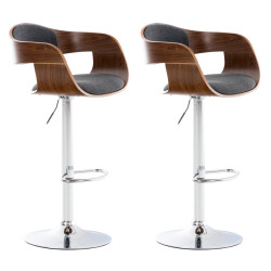 Ensemble de 2 tabourets de bar Kingston C, tissu noyer/gris foncé