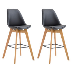 Lot de 2 tabourets de bar Metz en similicuir noir naturel