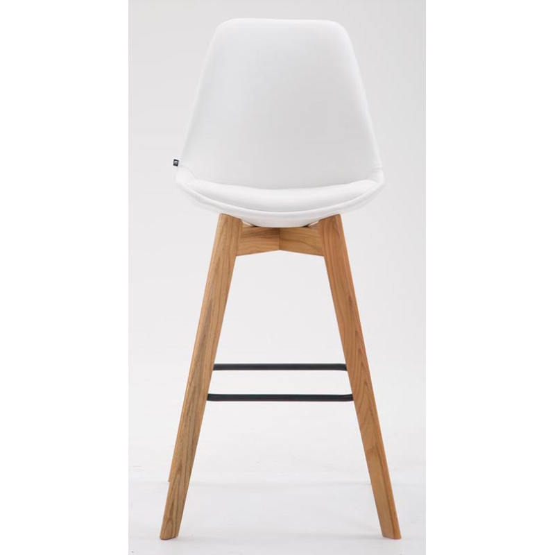 Juego de 2 taburetes de bar Metz de piel sintética blanca natural