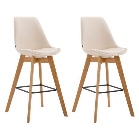 Conjunto de 2 banquetas de bar Metz em couro sintético creme natural