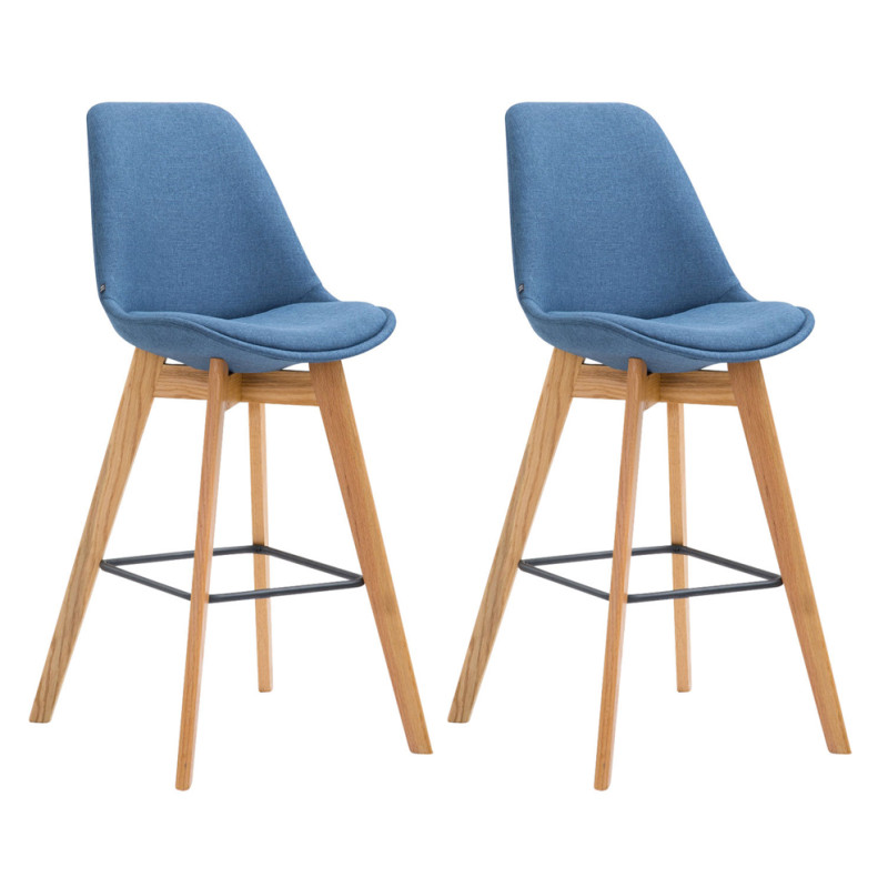 Set di 2 sgabelli da bar in tessuto Metz blu naturale