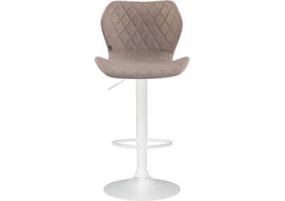 Ensemble de 2 tabourets de bar, revêtement en liège et tissu, blanc/taupe