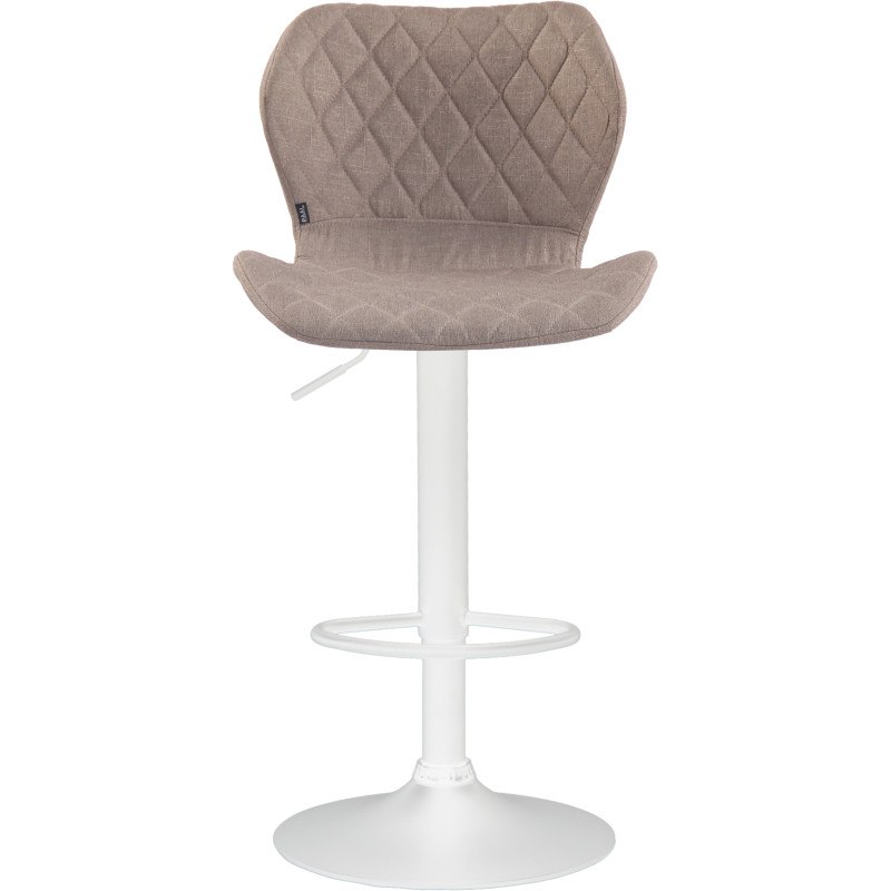 Ensemble de 2 tabourets de bar, revêtement en liège et tissu, blanc/taupe