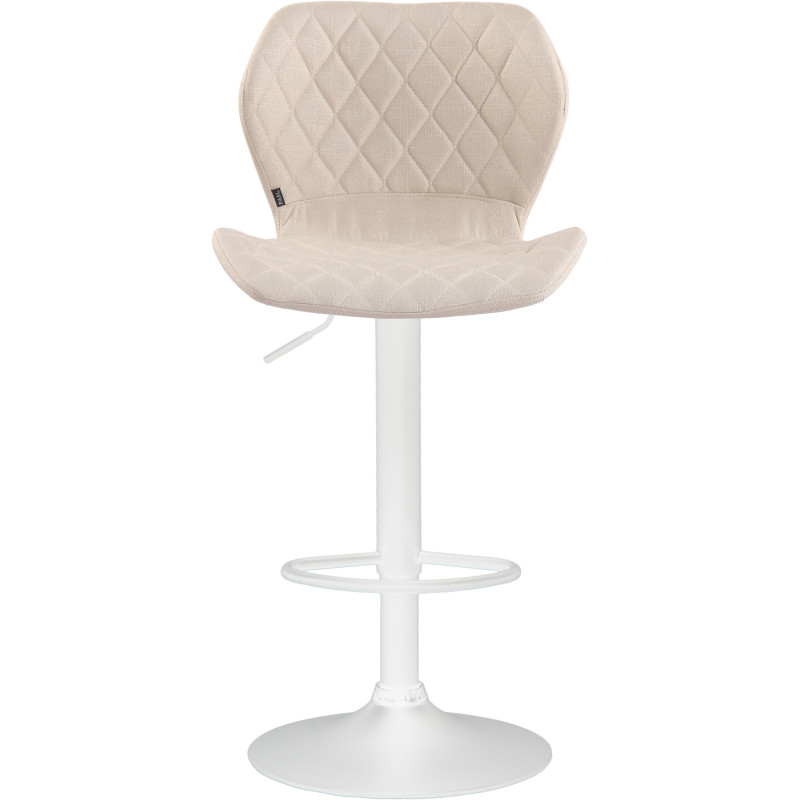 Ensemble de 2 tabourets de bar, revêtement en liège et tissu, blanc crème