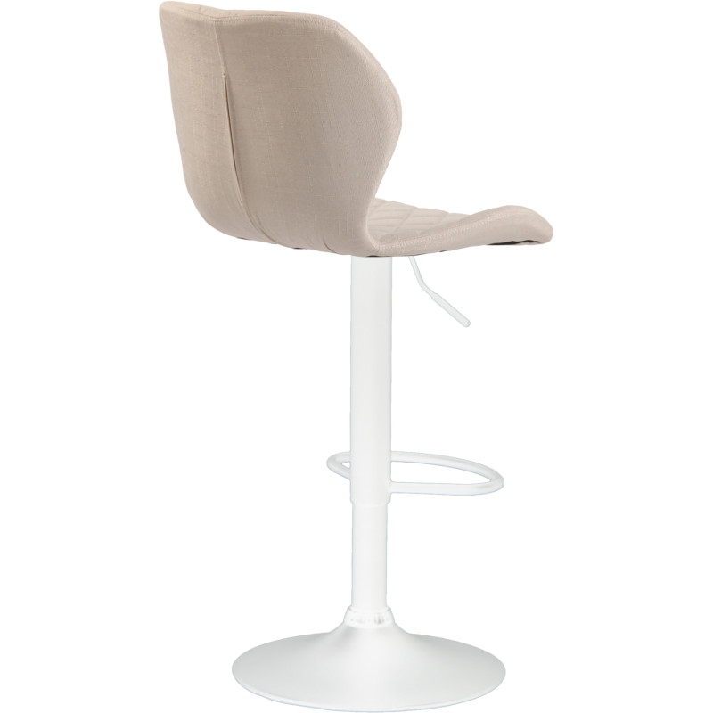 Ensemble de 2 tabourets de bar, revêtement en liège et tissu, blanc crème
