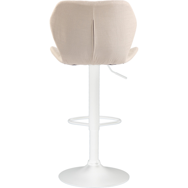 Ensemble de 2 tabourets de bar, revêtement en liège et tissu, blanc crème