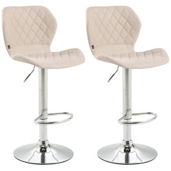 Set di 2 sgabelli da bar, tessuto di sughero, cromato e crema