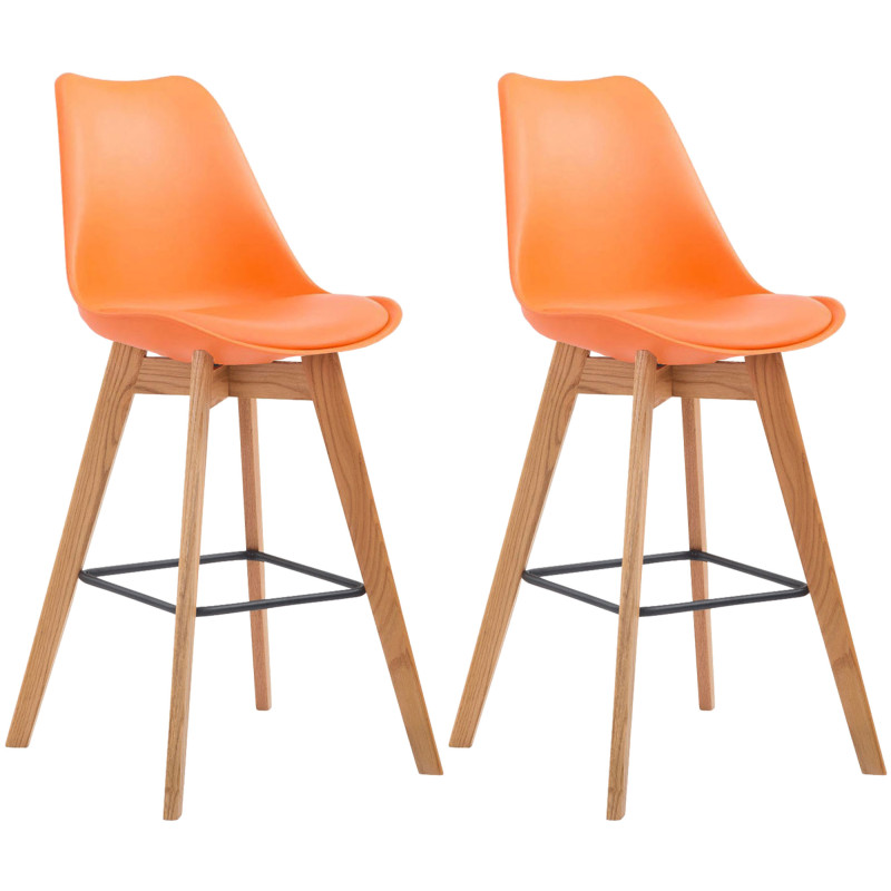Lot de 2 tabourets de bar Metz en plastique naturel orange