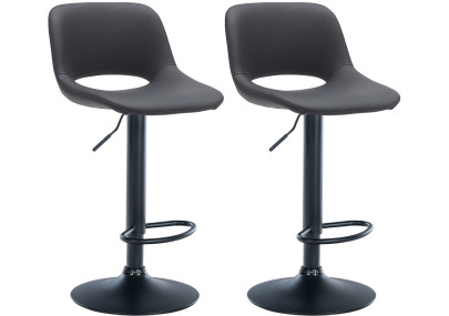 Lot de 2 tabourets de bar Camden, similicuir, noir