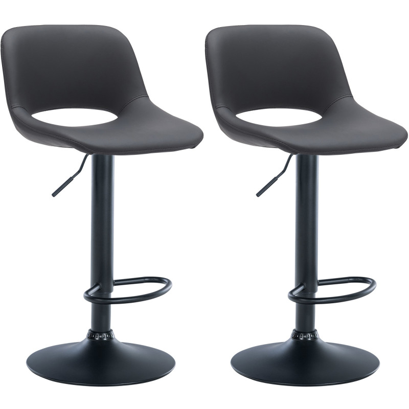 Lot de 2 tabourets de bar Camden, similicuir, noir