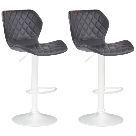 Conjunto de 2 banquetas de bar, cortiça, couro sintético, branco/preto