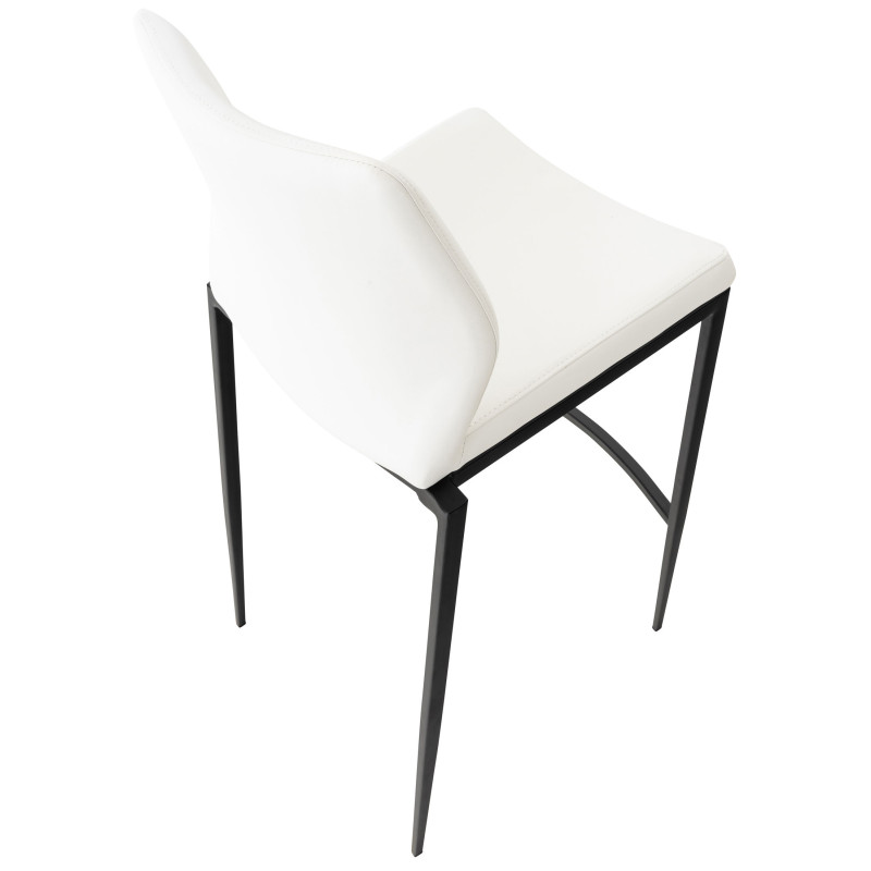 Tabouret de bar Matola, similicuir, noir blanc