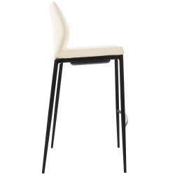 Tabouret de bar Matola, similicuir, noir et crème