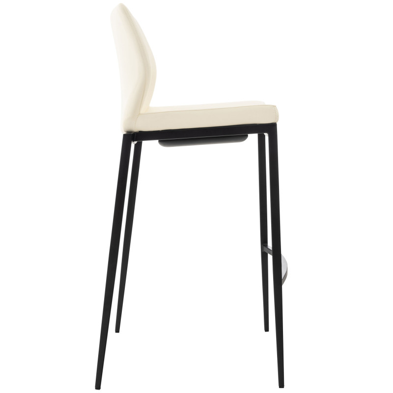 Tabouret de bar Matola, similicuir, noir et crème