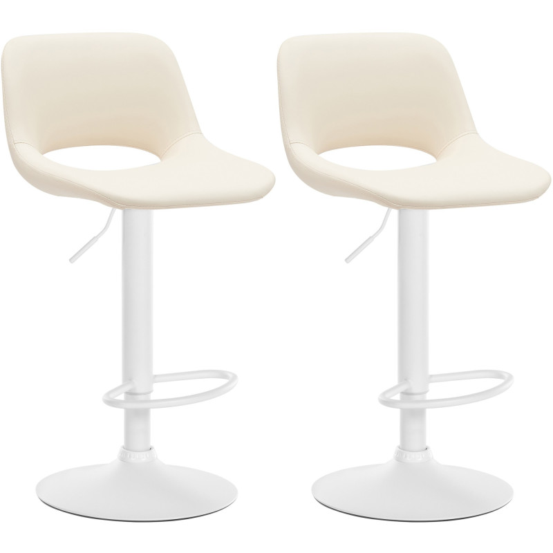 Lot de 2 tabourets de bar Camden, similicuir, blanc/crème