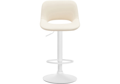 Lot de 2 tabourets de bar Camden, simili cuir, blanc et crème