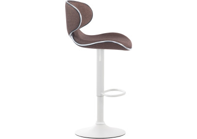 Tabouret de bar Las Vegas V2, tissu, blanc/marron