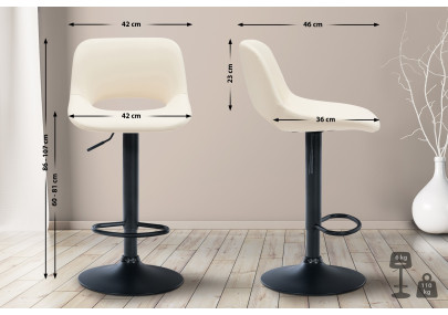 Ensemble de 2 tabourets de bar Camden en similicuir noir et crème