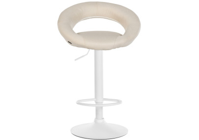 Tabouret de bar Olinda, tissu blanc/crème