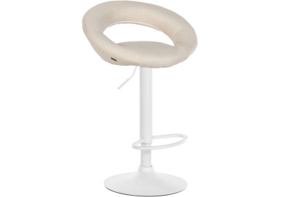 Tabouret de bar Olinda, tissu blanc/crème