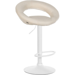 Tabouret de bar Olinda en tissu blanc crème