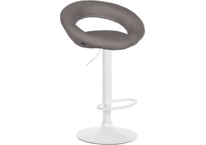 Tabouret de bar Olinda en tissu blanc gris
