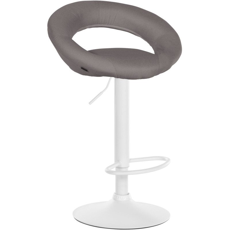Tabouret de bar Olinda en tissu blanc gris