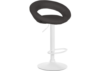 Tabouret de bar Olinda en tissu blanc gris foncé