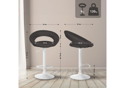 Tabouret de bar Olinda en tissu blanc gris foncé