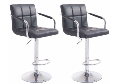 Lot de 2 tabourets de bar Lucy V2, chromés et noirs