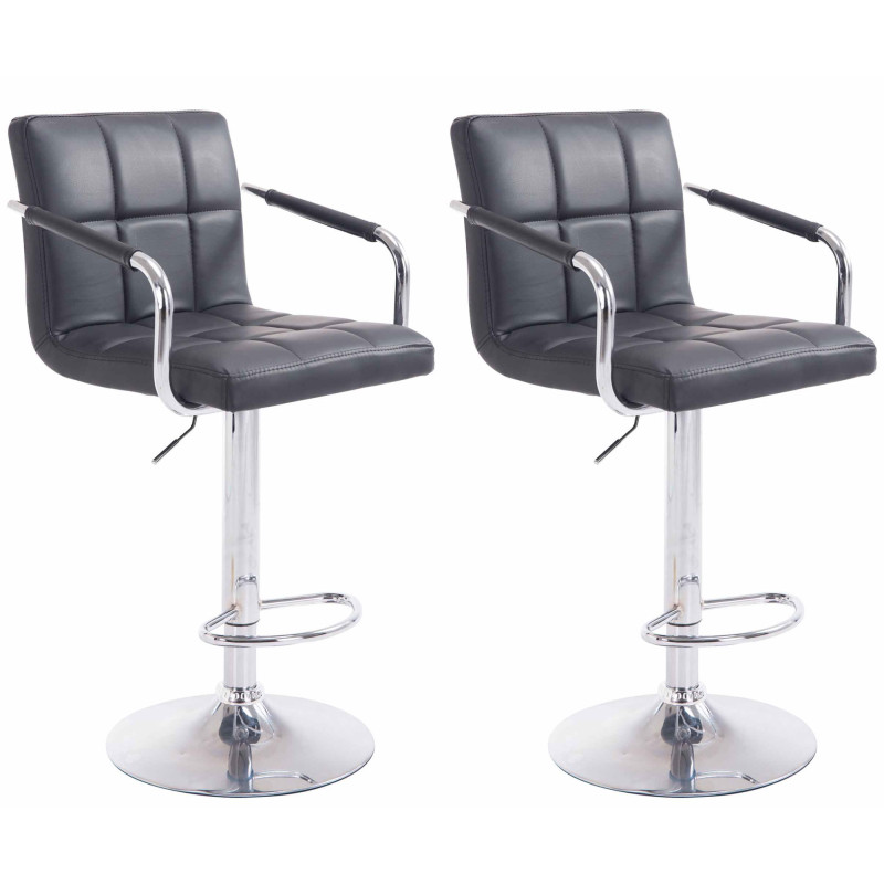 Lot de 2 tabourets de bar Lucy V2, chromés et noirs