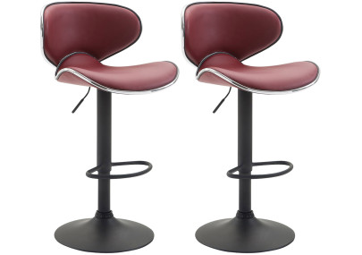 Conjunto de 2 banquetas de bar Las Vegas V2, em couro sintético, nas cores preto e bordô.