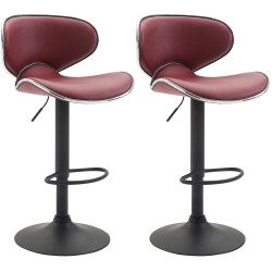 Conjunto de 2 banquetas de bar Las Vegas V2, em couro sintético, nas cores preto e bordô.