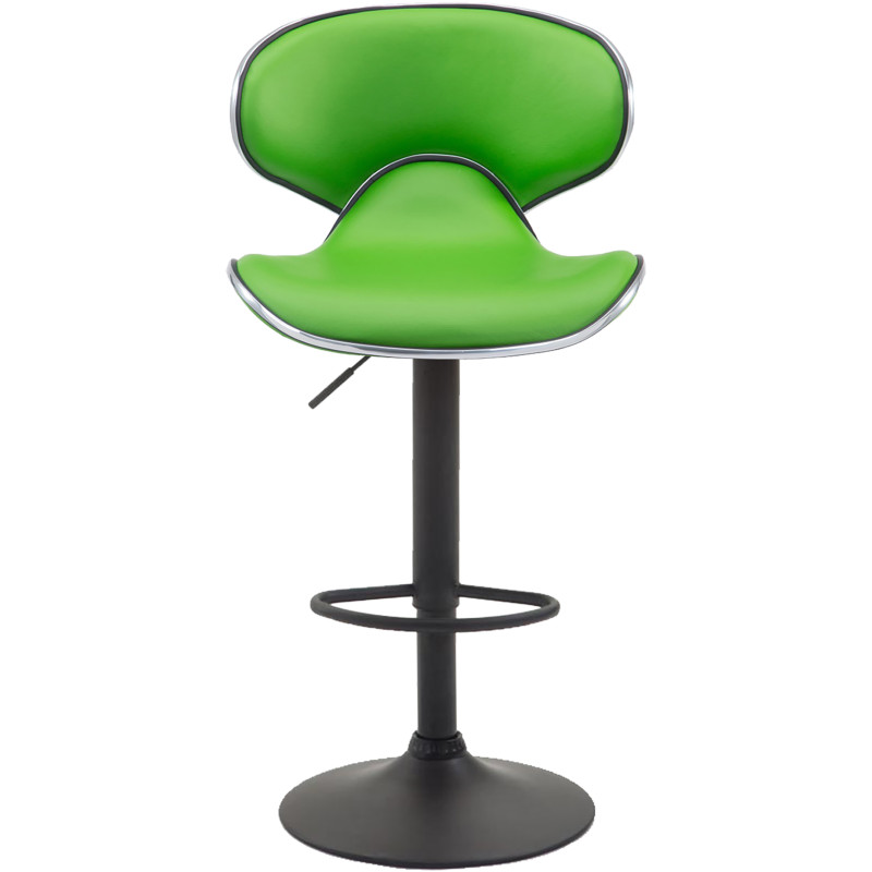 Juego de 2 taburetes de bar Las Vegas V2, imitación de cuero, negro/verde