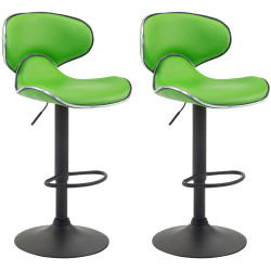 Set di 2 sgabelli da bar Las Vegas V2, similpelle, nero/verde