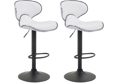 Ensemble de 2 tabourets de bar Las Vegas V2, similicuir, noir et blanc