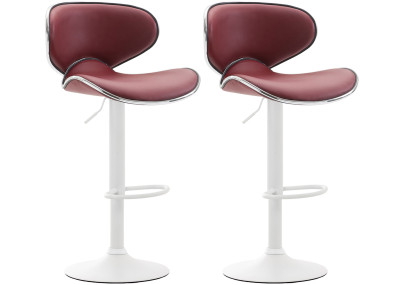 Set di 2 sgabelli da bar Las Vegas V2 in similpelle bianco bordeaux rosso