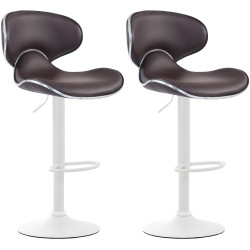 Set di 2 sgabelli da bar Las Vegas V2, similpelle, bianco/marrone