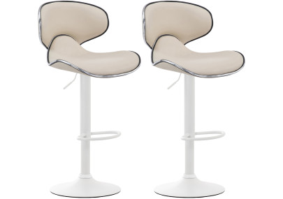 Ensemble de 2 tabourets de bar Las Vegas V2 en similicuir blanc crème