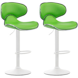 Ensemble de 2 tabourets de bar Las Vegas V2 en similicuir blanc vert