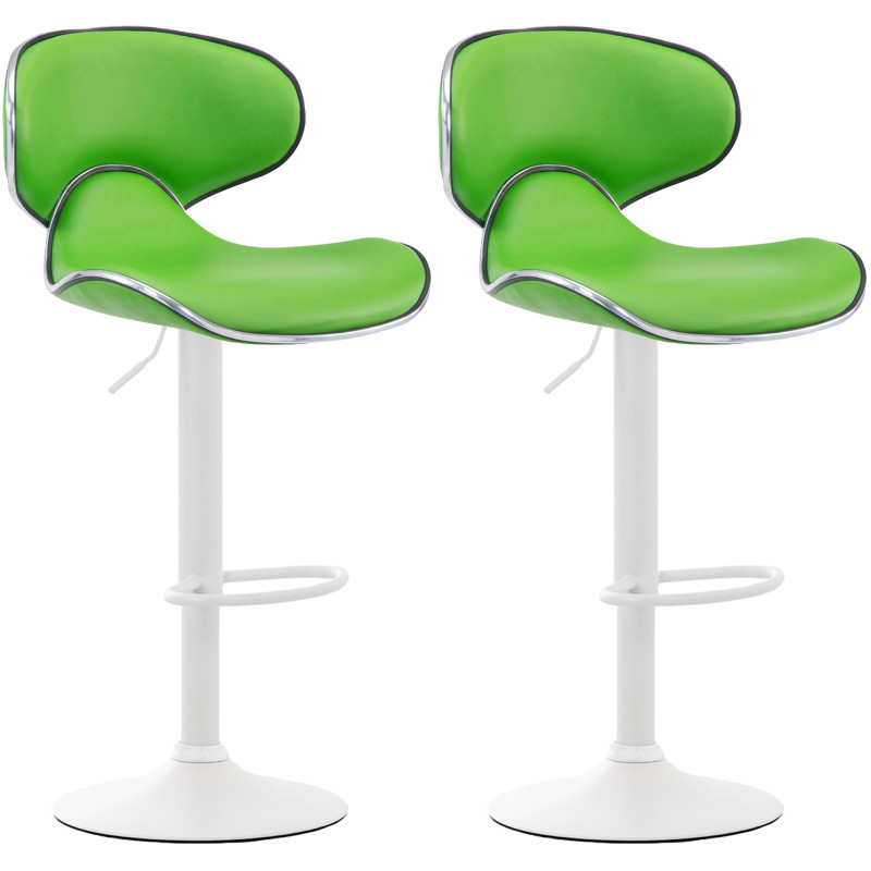 Ensemble de 2 tabourets de bar Las Vegas V2 en similicuir blanc vert