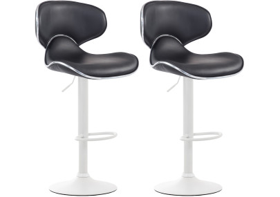 Lot de 2 tabourets de bar Las Vegas V2, similicuir, blanc/noir